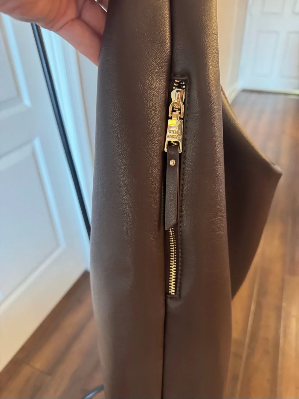 Steve Madden Brown Faux-Leather Satchel